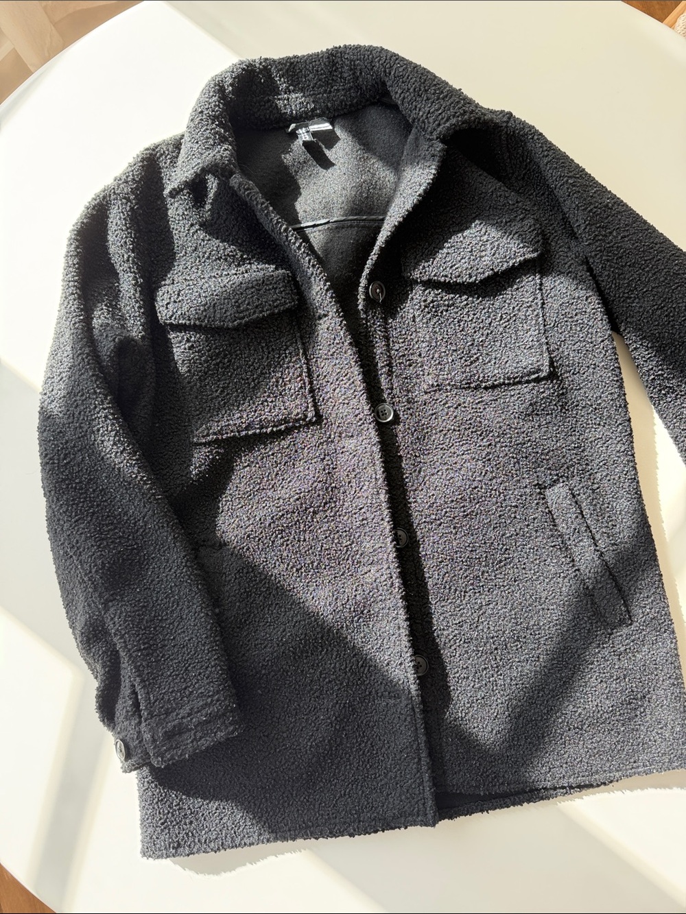 H&M Oversized Sherpa Button-Up Trucker Jacket